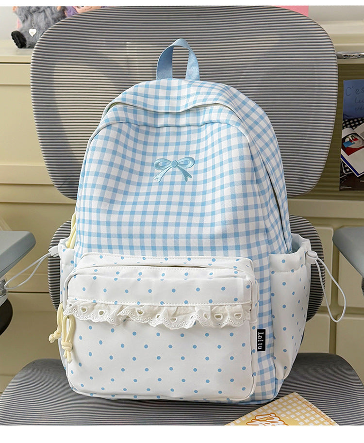 Niedlicher Schulrucksack mit Karomuster