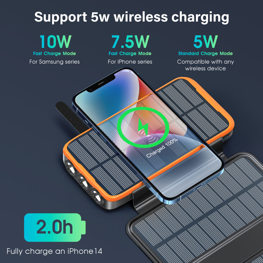 Solar-Powerbank mit kabelloser Ladefunktion von Skanto