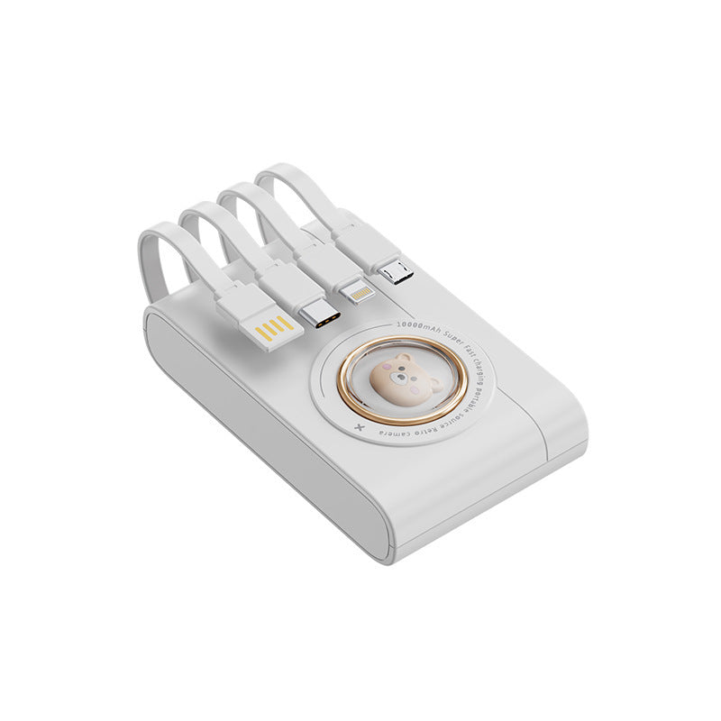 Tragbare Powerbank mit integriertem Kabelsystem und innovativen Ladefunktionen Skanto