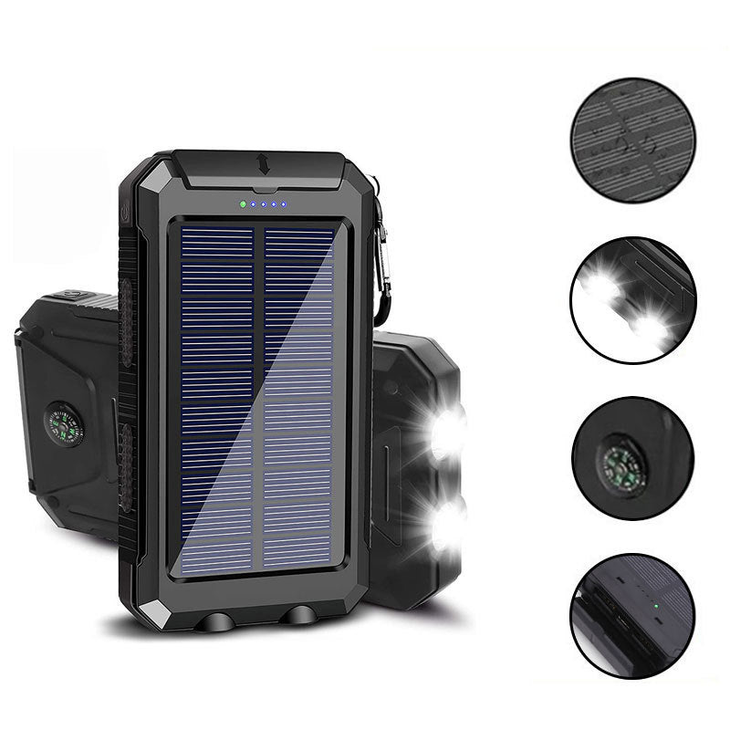 Solarbetriebene Powerbank mit LED-Beleuchtung und integriertem Kompass Skanto