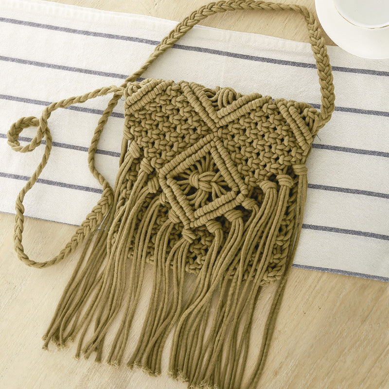 Makramee-Crossover-Tasche mit eleganten Fransen Skanto