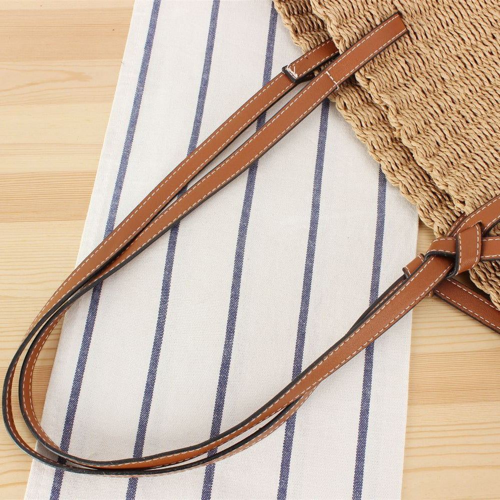 Strandtasche aus handgewebtem Naturmaterial mit robusten Lederriemen Skanto