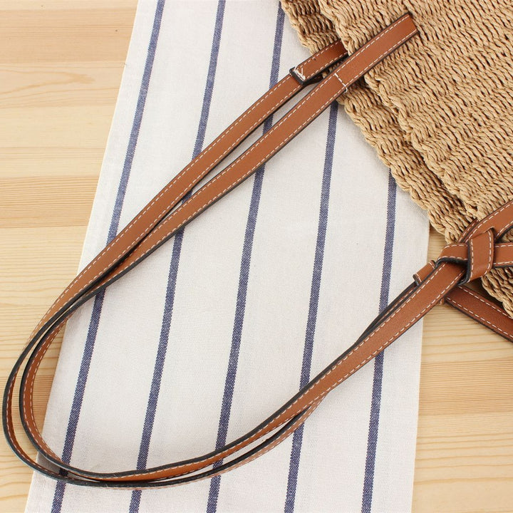 Strandtasche aus handgewebtem Naturmaterial mit robusten Lederriemen Skanto