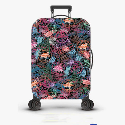 Unisex robuster Hartschalen-Trolley mit nostalgischem Eisenbahn-Collage-Print, 360-Grad-Schwenkrollen und ausziehbarem Teleskopgriff Skanto