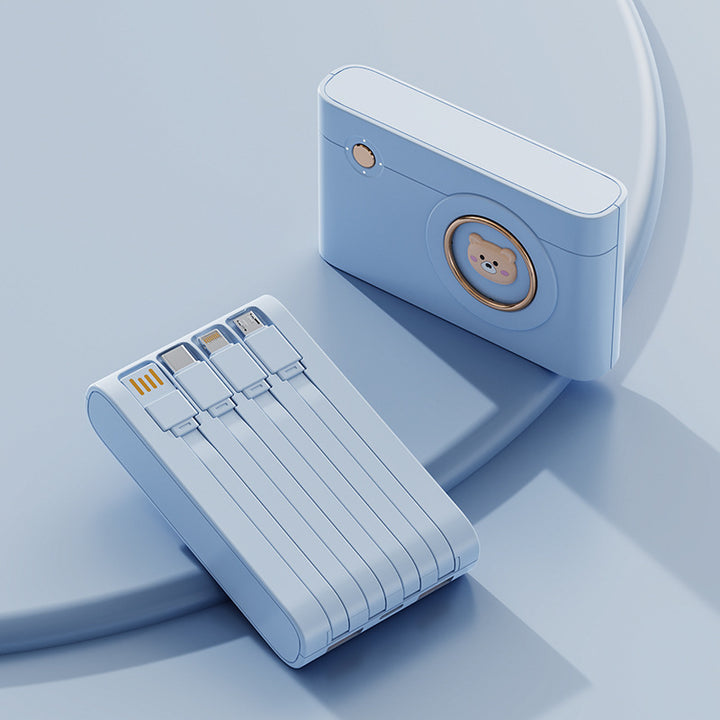Tragbare Powerbank mit integriertem Kabelsystem und innovativen Ladefunktionen Skanto