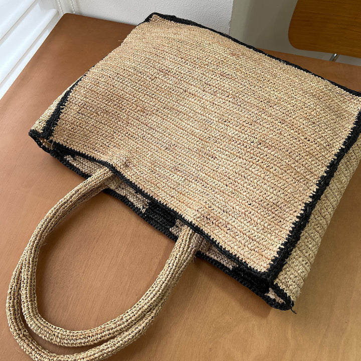 Handgemachte Strandtasche mit Blumenmuster Skanto