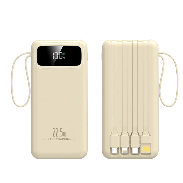 Tragbare Powerbank mit Schnellladefunktion und integrierten Kabeln Skanto