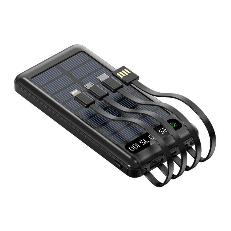 Solarbetriebene Powerbank mit integrierten Ladekabeln Skanto