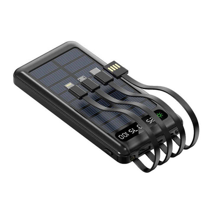 Solarbetriebene Powerbank mit integrierten Ladekabeln Skanto