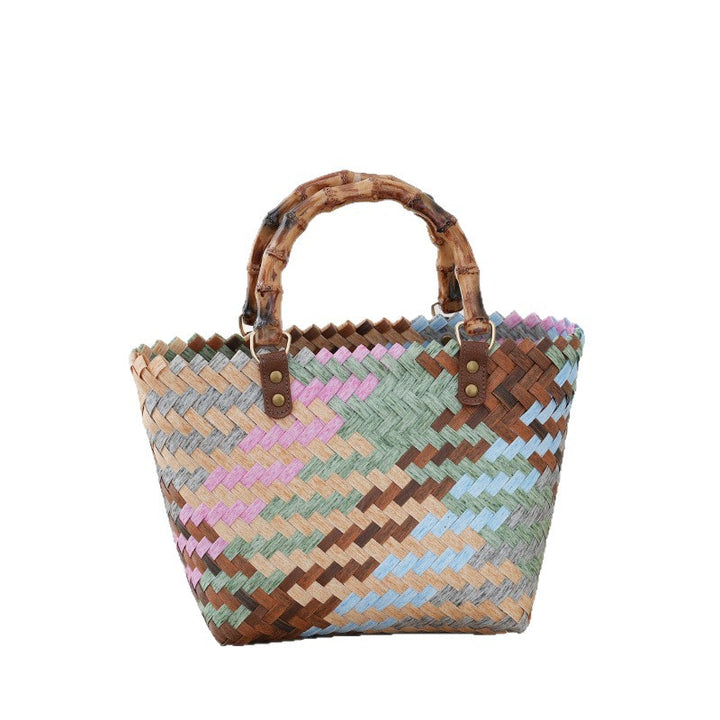 Handtasche aus gewebtem Material mit Bambusgriff Skanto