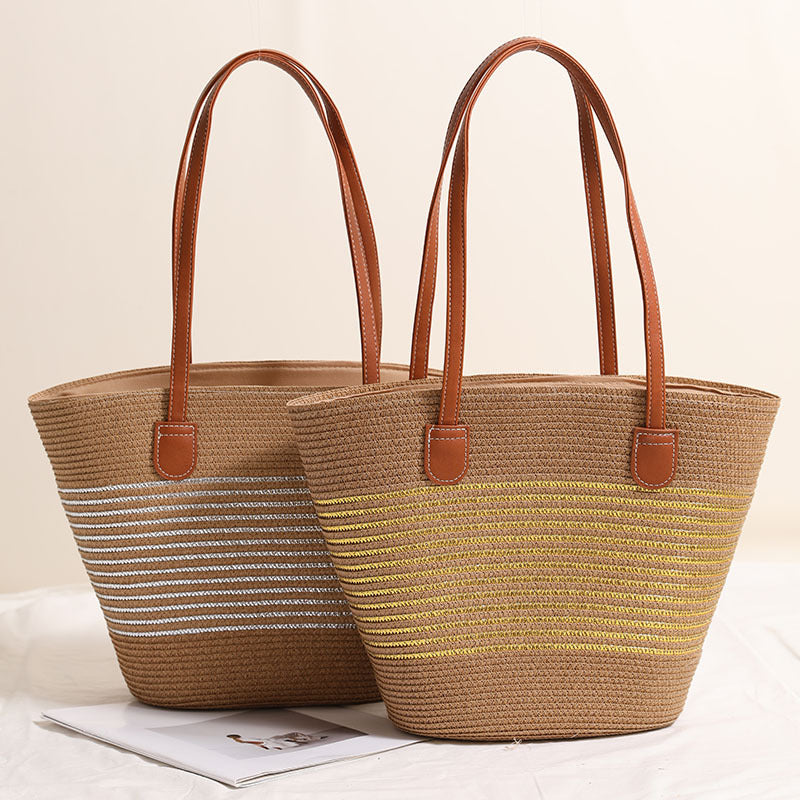 Elegante gewebte Tasche mit Lederakzenten Skanto