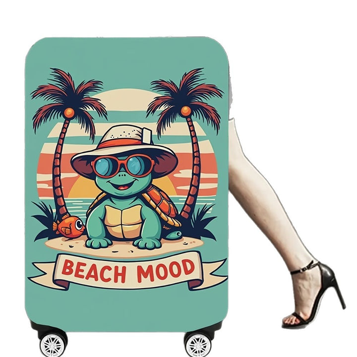 Unisex nicht-elastische Kofferhülle mit Strand-Schildkröten-Motiv, elastischer Reißverschlussschutz für Trolley Skanto
