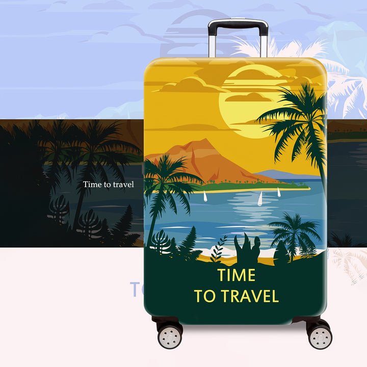 Skanto Unisex Hartschalen-Trolley mit tropischem Sonnenuntergangs-Print, vier Rollen, erweiterbar und leicht, integriertes Zahlenschloss Skanto