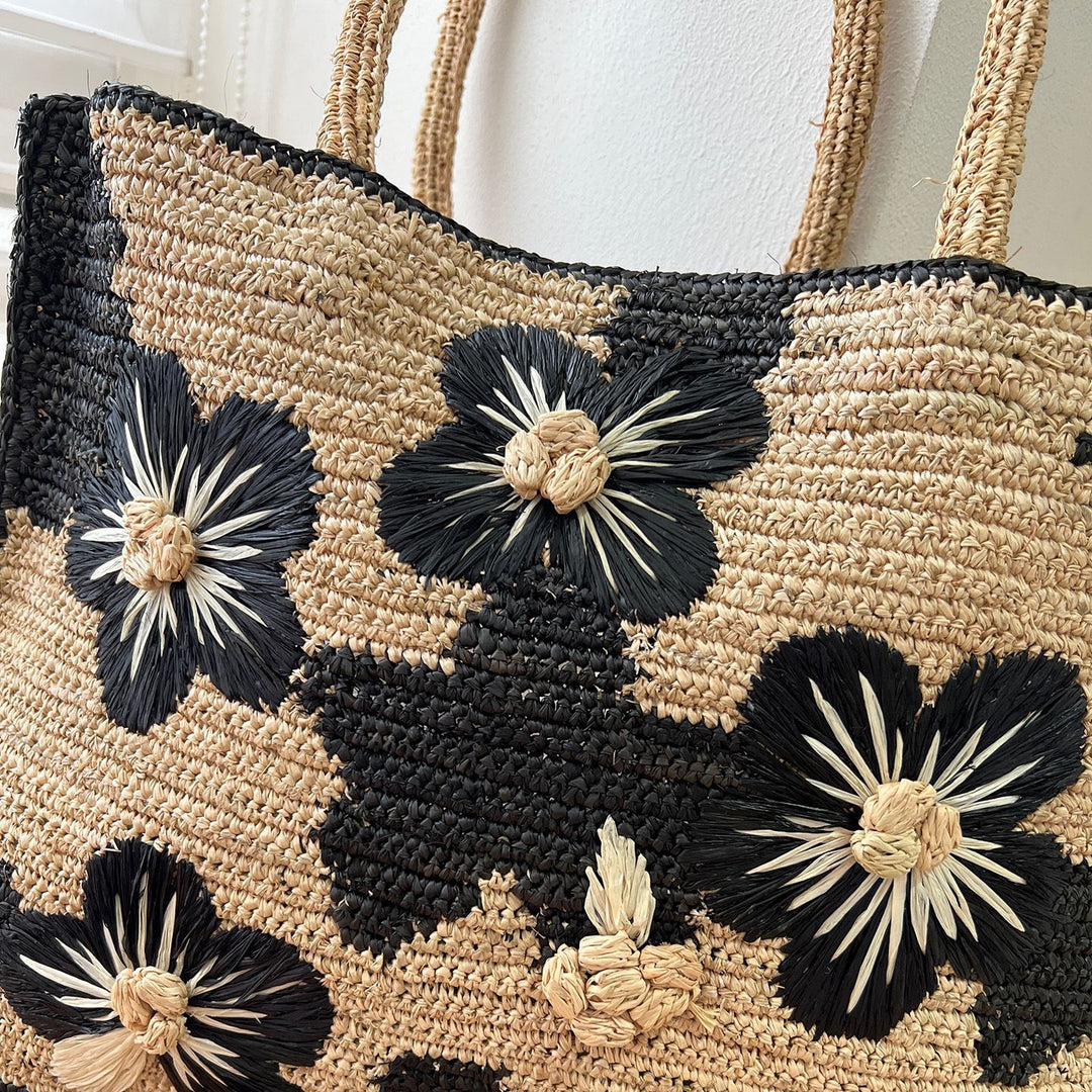 Handgemachte Strandtasche mit Blumenmuster Skanto