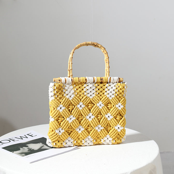 Stilvolle geflochtene Handtasche mit einzigartigem Karomuster Skanto