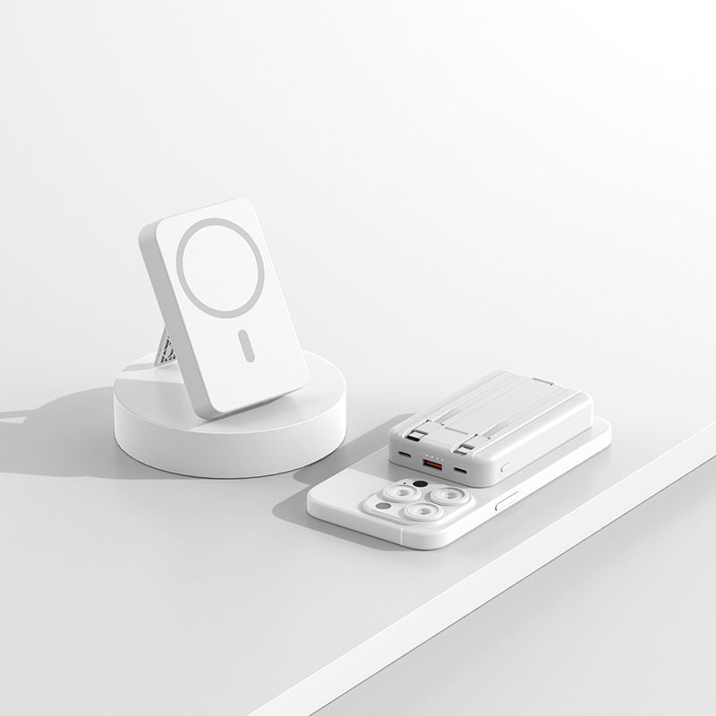 Magnetische Powerbank mit Qi-Lade- und Standfunktion Skanto