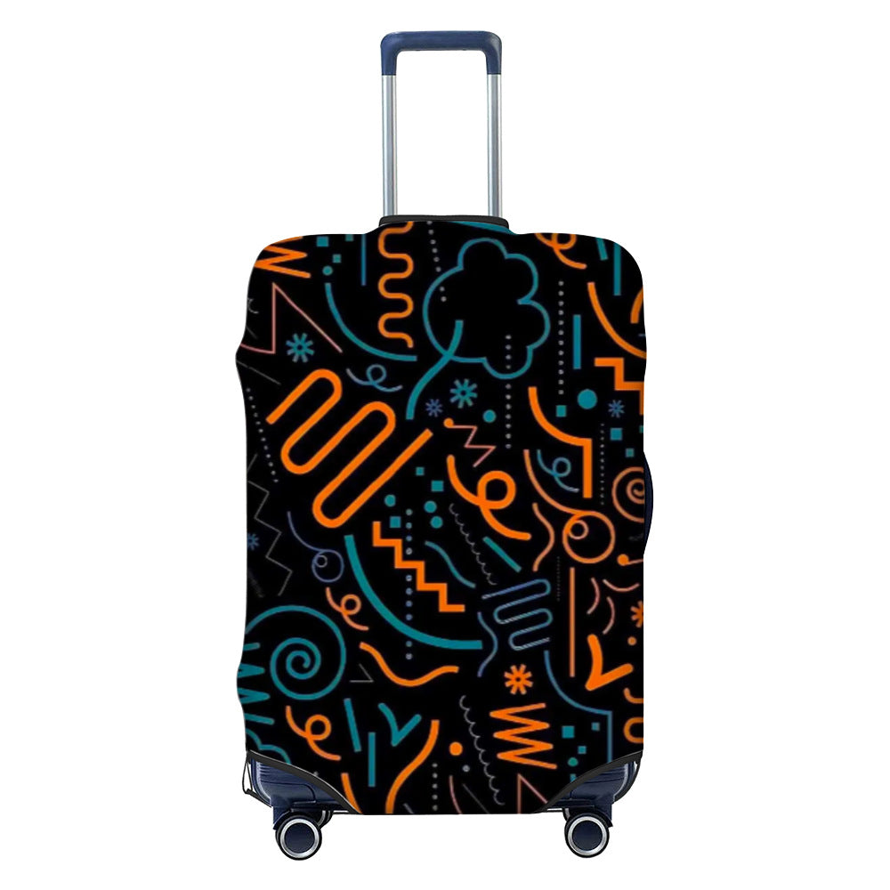 Unisex nicht-elastische Kofferhülle mit geometrischem Muster, Stretch-Polyester-Spandex-Hülle, Reißverschlussöffnung und rutschfester Innenbefestigung für Trolley Skanto