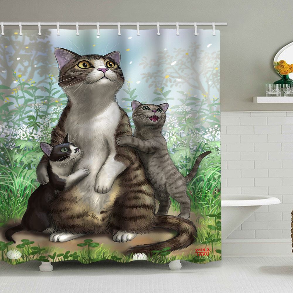 Duschvorhang mit künstlerischer Hundeillustration Skanto