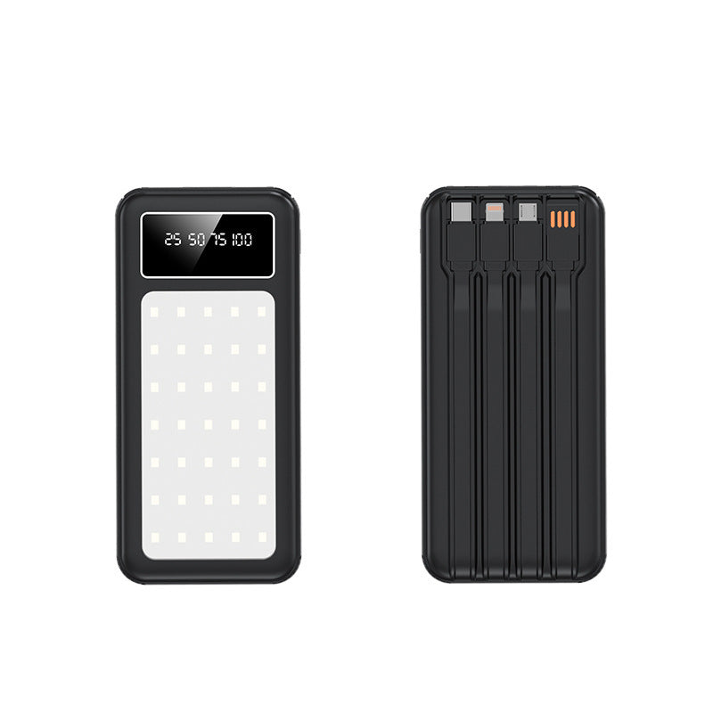 Tragbare Powerbank mit digitaler Ladeanzeige und integriertem Kabelsystem Skanto