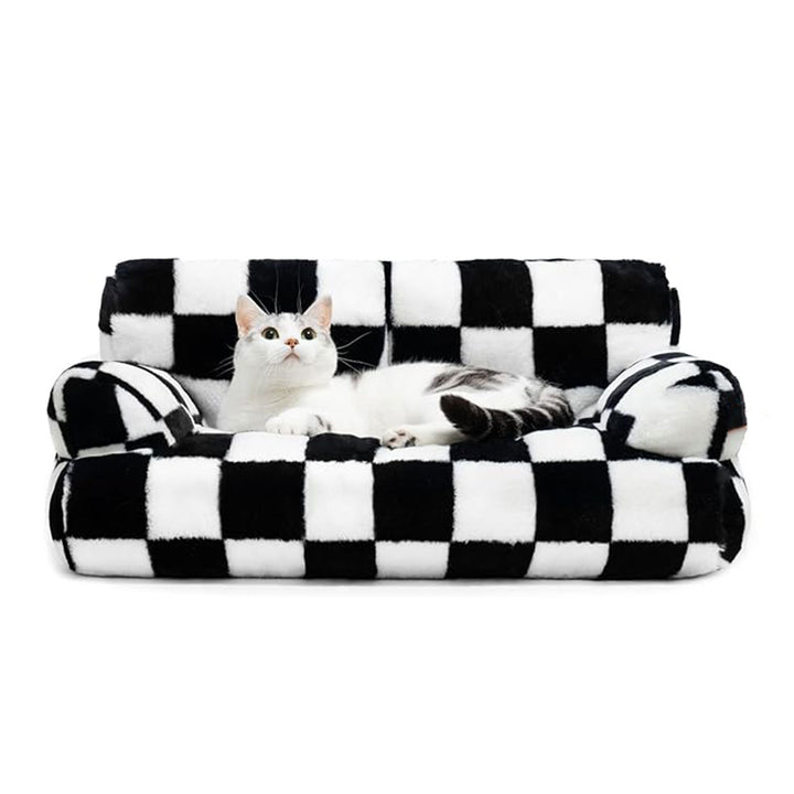 Plüsch-Sofa-Hundebett mit Karomuster