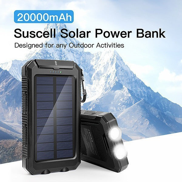 Solar Powerbank mit integriertem LED-Licht und Kompass Skanto