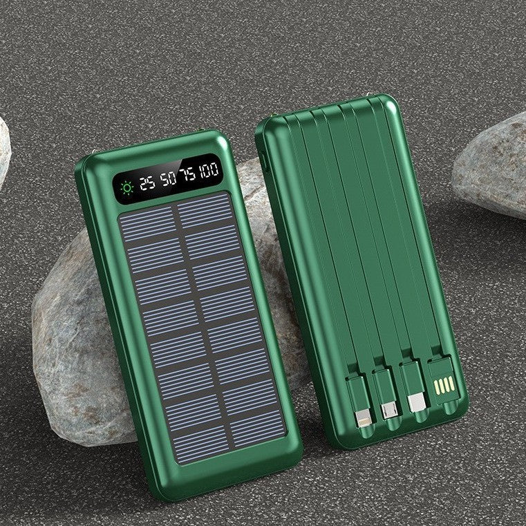 Solarbetriebene Powerbank mit integrierten Ladekabeln Skanto