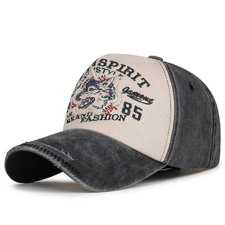 Vintage-inspirierter bestickter Wolf-Hoodie für Herren Skanto