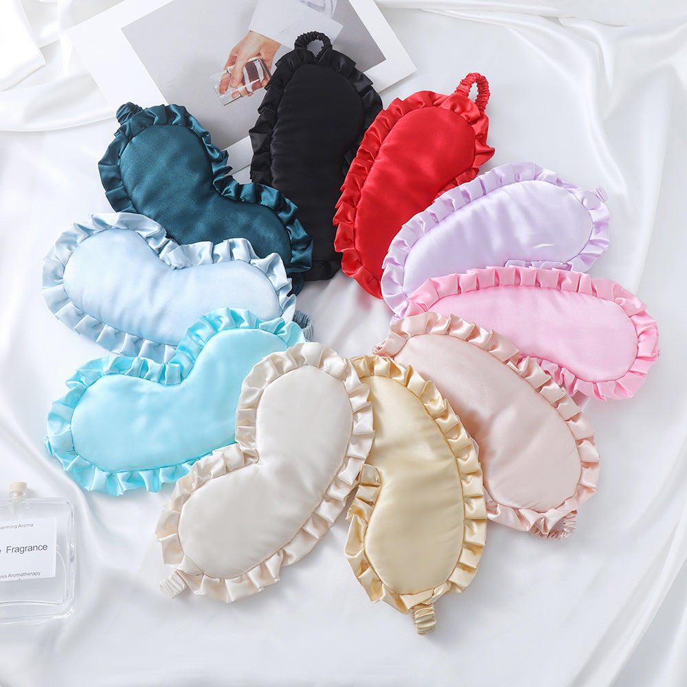 Satin-glänzende Augenmaske für Damen mit ergonomischer Kontur, Rüschenrand und weicher Polsterung Skanto