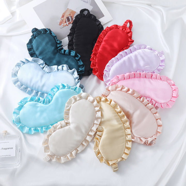 Satin-glänzende Augenmaske für Damen mit ergonomischer Kontur, Rüschenrand und weicher Polsterung Skanto