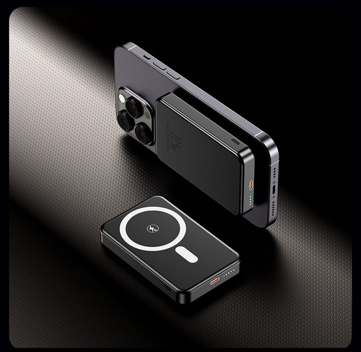 Tragbare Induktions-Powerbank mit schlankem Design und LED-Anzeige Skanto