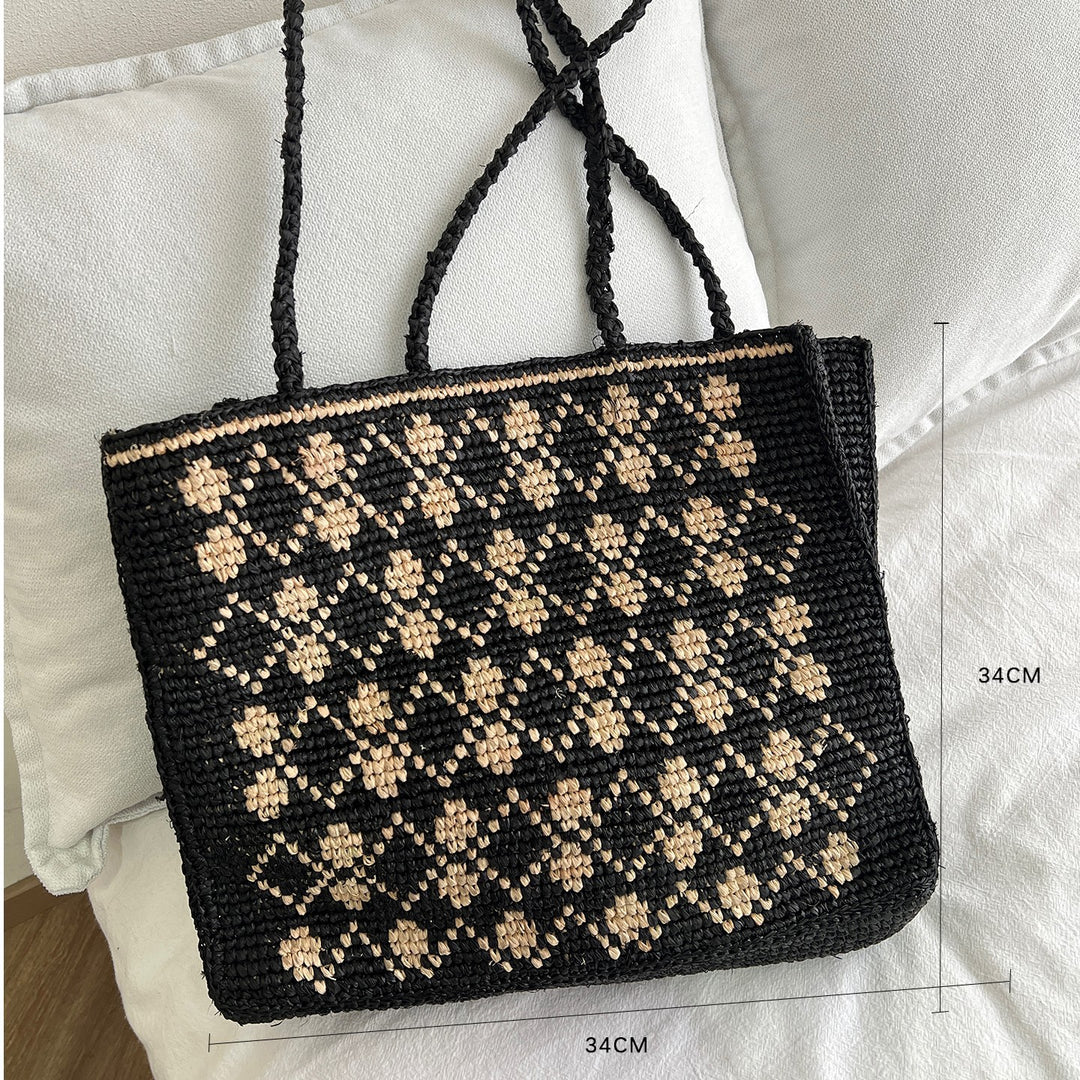 Handgemachte Stricktasche mit Blumenmuster Skanto