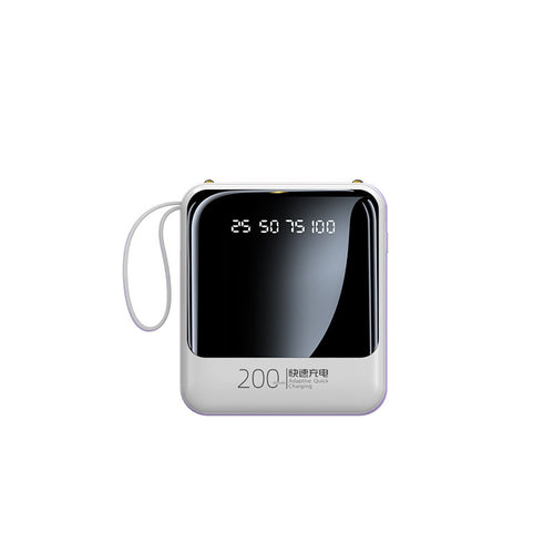 Tragbare Powerbank mit LED-Statusanzeige und integriertem Kabelsystem Skanto