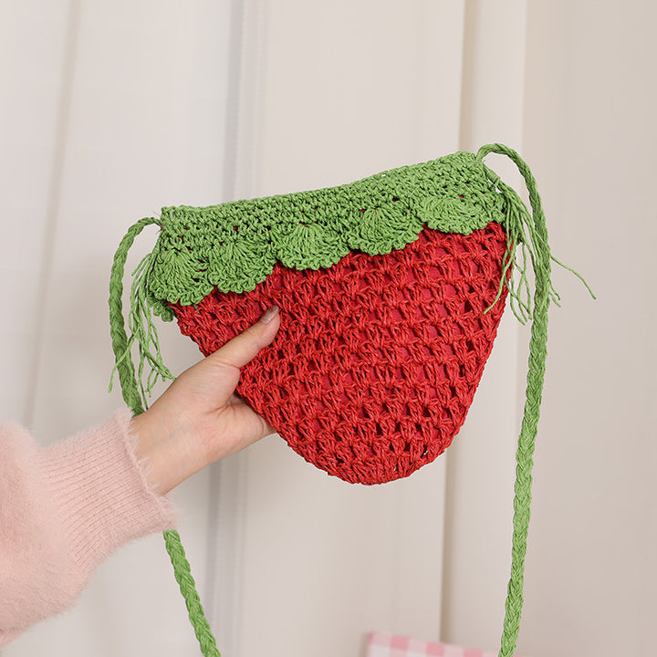 Handgefertigte Umhängetasche im fruchtigen Erdbeer-Design Skanto