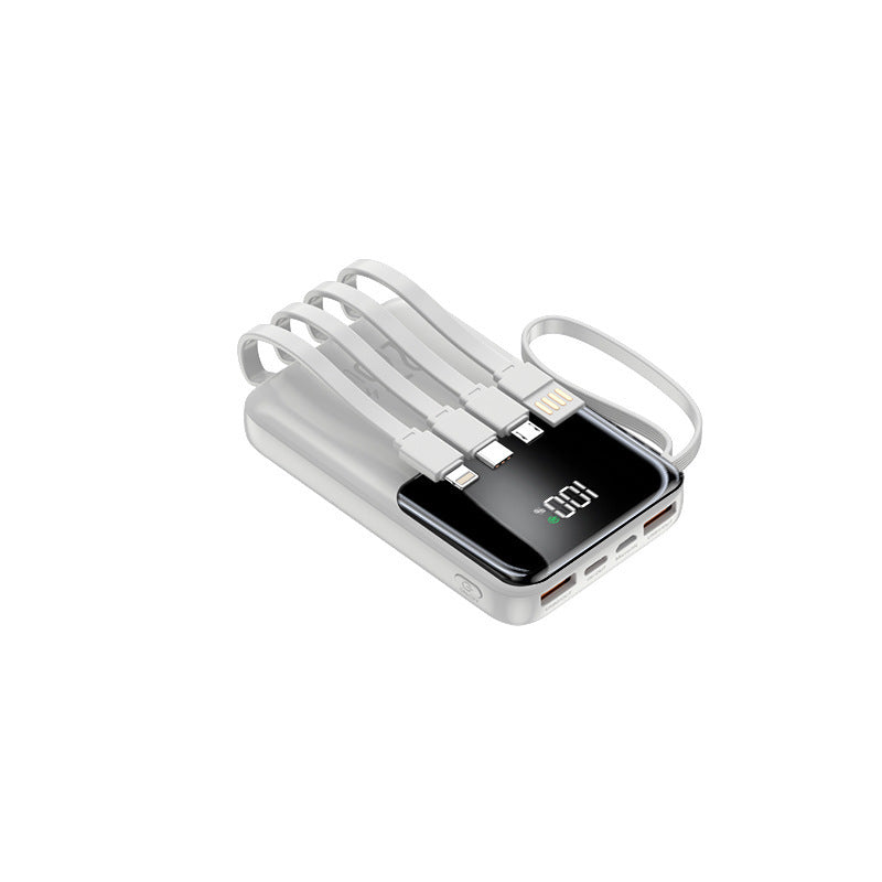 Tragbare Powerbank mit mehreren integrierten Ladekabeln und Digitalanzeige Skanto