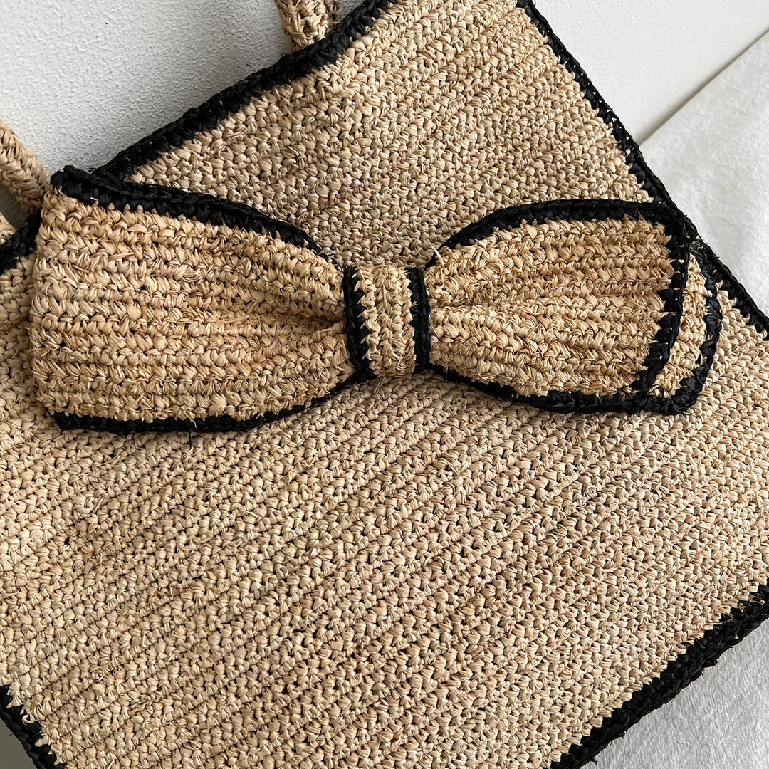 Handgemachte Stricktasche mit Blumenmuster Skanto