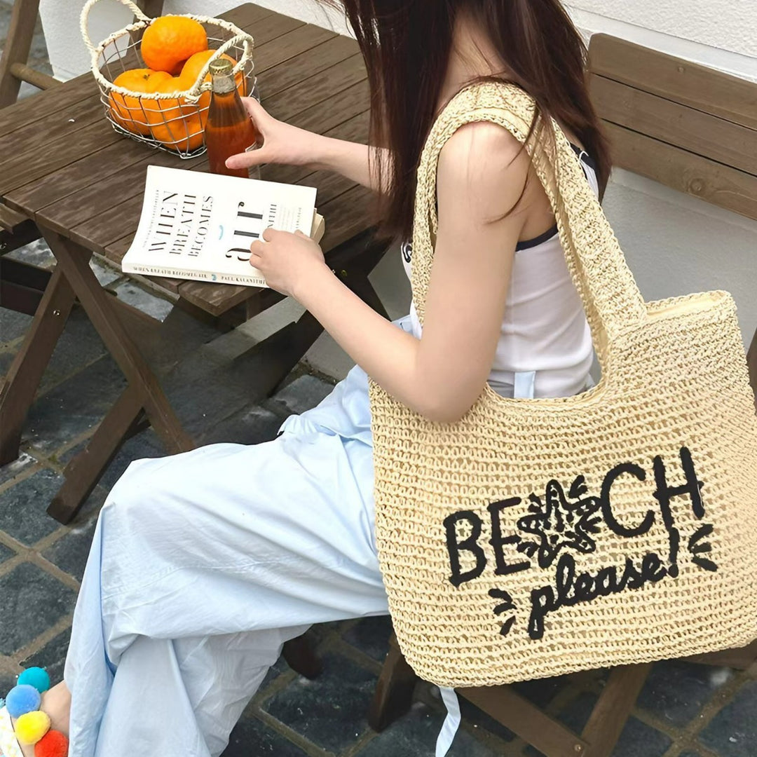 Strandtasche mit gesticktem Text Skanto