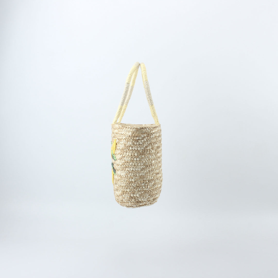 Korbtasche mit gesticktem Zitronenmotiv Skanto