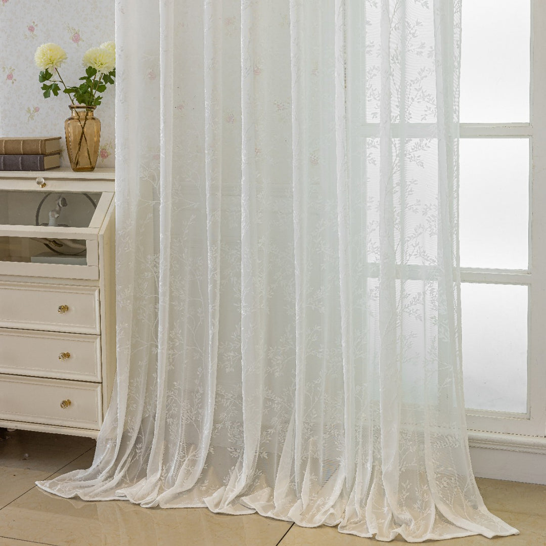 WoFloral Bestickter transparenter Vorhang Skanto