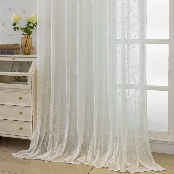 WoFloral Bestickter transparenter Vorhang Skanto