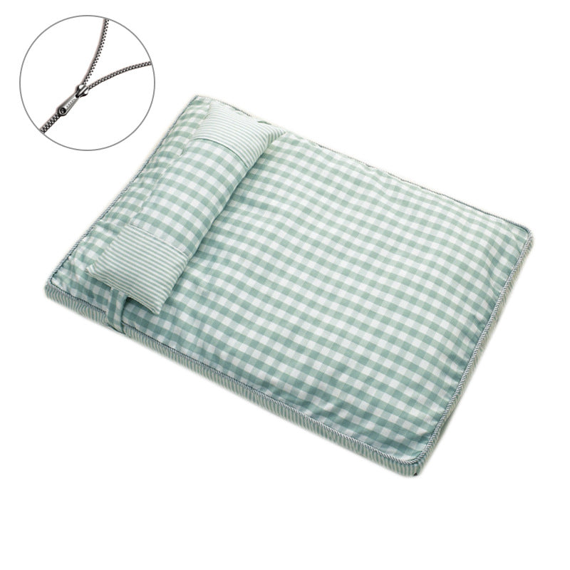 Premium Gingham-Muster Liegematte Hundebett