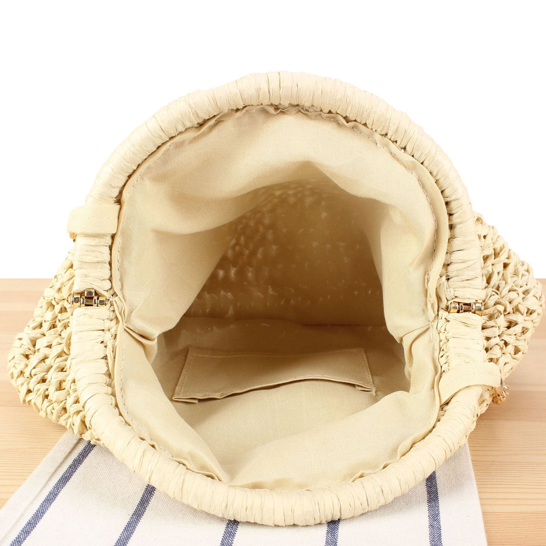 Schultertasche aus handgefertigten Naturfasern mit eleganter Kettenverzierung Skanto