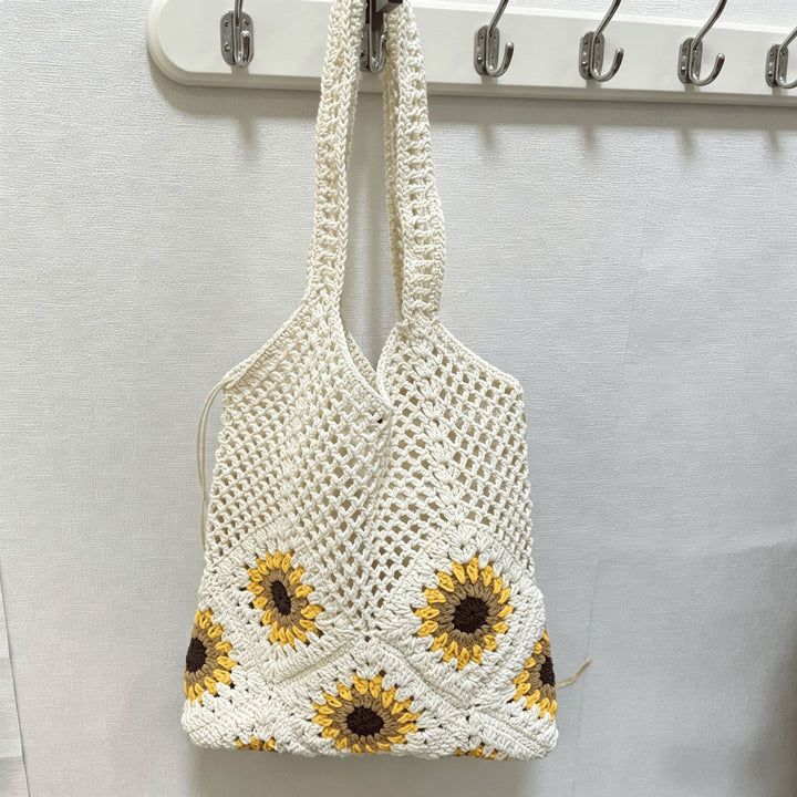 Handgeknüpfte Baumwolltasche mit Sonnenblumenmuster Skanto