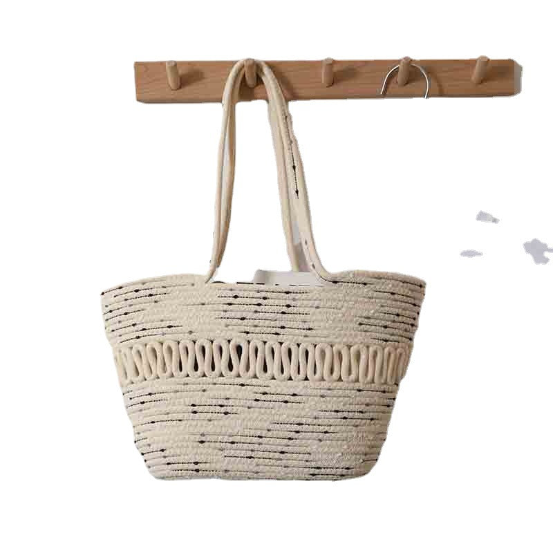 Elegante handgemachte Strandtasche mit feinem Flechtmuster Skanto