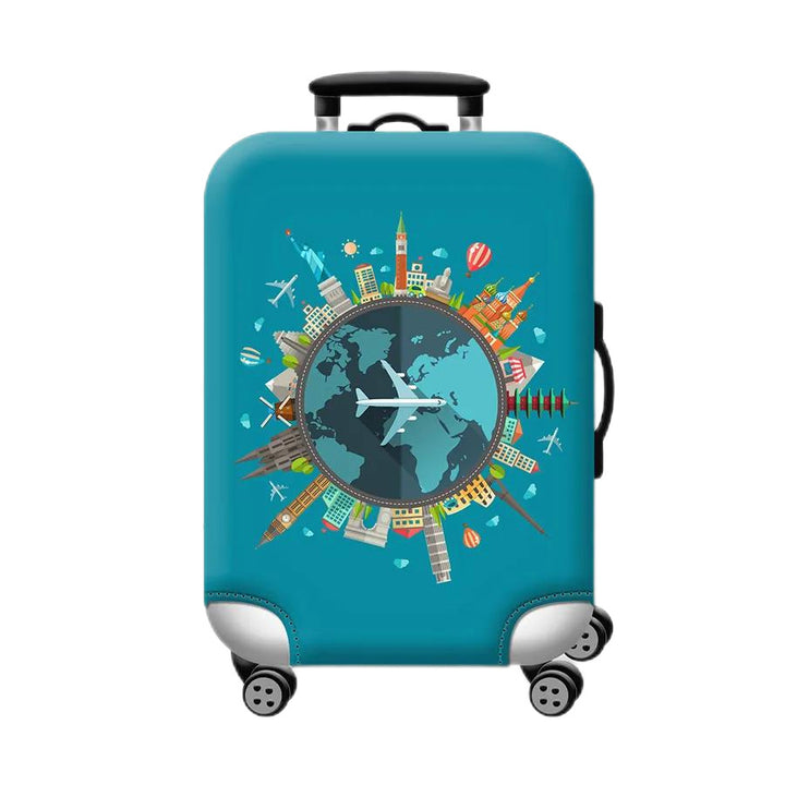 Unisex Hartschalen-Kabinentrolley mit Vintage-Reiseillustration, 360°-Drehrädern und Teleskopgriff Skanto