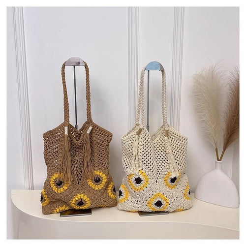 Handgeknüpfte Freizeittasche mit Blumendesign Skanto