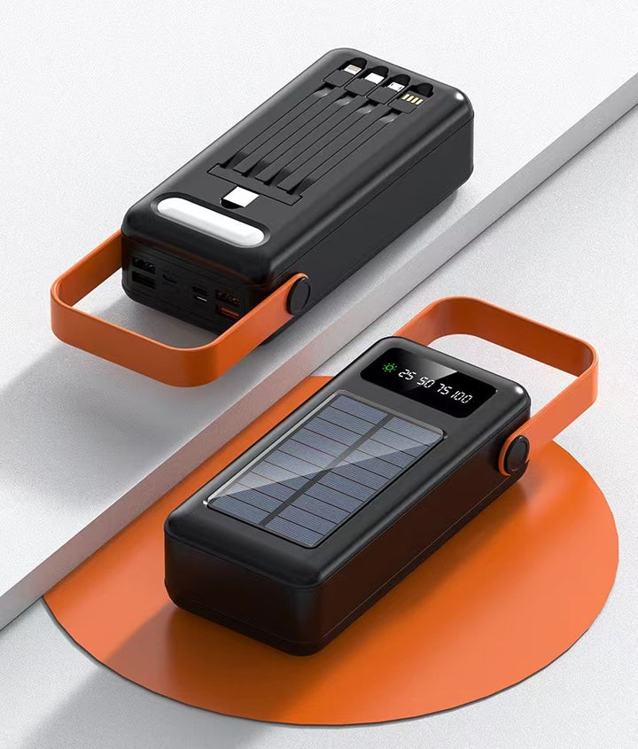 Solarbetriebene Powerbank mit integrierten Ladekabeln Skanto