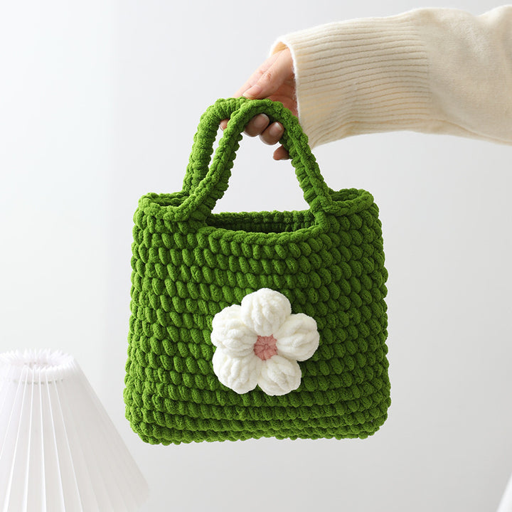Handgefertigte Baumwolltasche mit Blumenapplikation Skanto