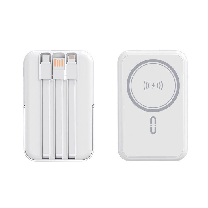 Tragbare Powerbank mit integriertem Ladekabel und kabelloser Ladefunktion Skanto
