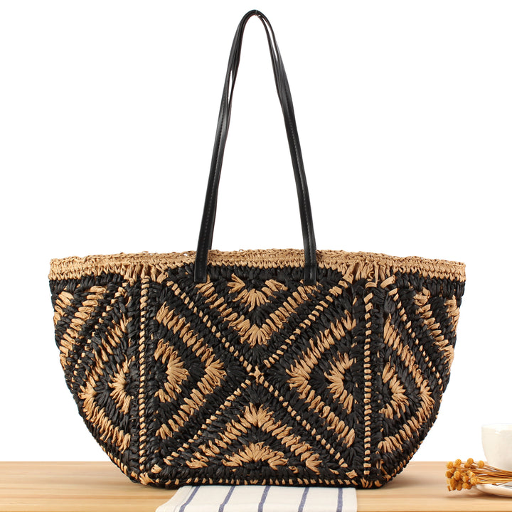 Designer-Korbtasche mit eleganten Ledergriffen Skanto