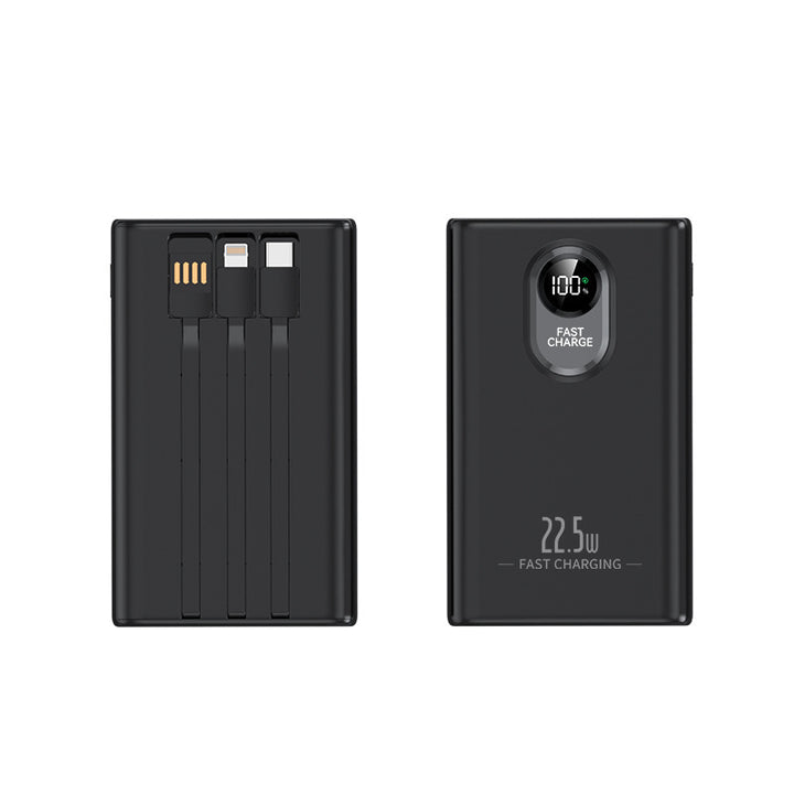 Kompakte Powerbank mit integriertem Schnellladeadapter und digitaler Leistungsanzeige Skanto